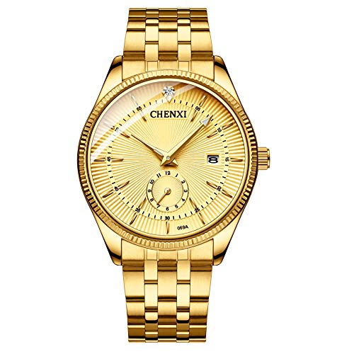 JewelryWe Orologio da Polso Da Donna Uomo in acciaio inox,Lancette Lunime,Orologio al quarzo Casual da Lavoro con Calendario,Regalo per Mamma Papa'