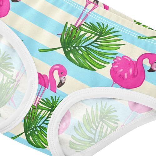 Pink Flamingos Palm Leaves Blue Girls Underwear Toddler 2t Cotton Cute Panties Girl Bright Kids Briefs Undies4