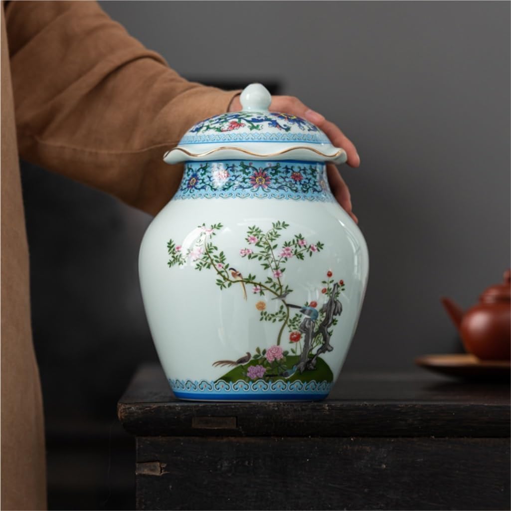 SONGCHAO Sugar Jar Ceramic Tea Storage Jar Handmade Single Jar Loose Tea Storage Container Kitchen Food Storage Jar Sealed Jar Tea Canister (Color : Medium)