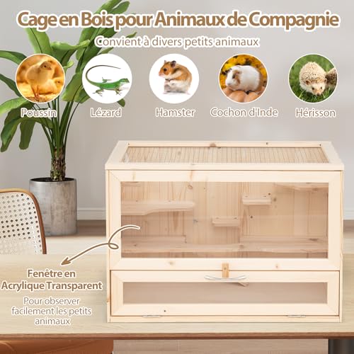 Cage pour hamsters bois rongeurs maisonnette petits animaux GOPLUS