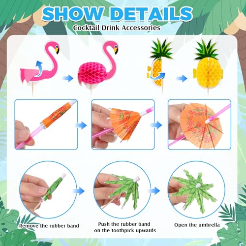 Set de 500 piezas de pitillos y adornos tropicales para cócteles miniatura 3