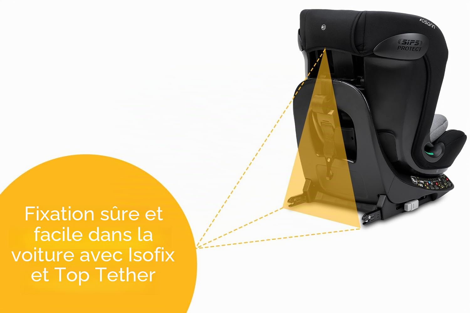 OSANN - Siège auto bébé/enfant Taos360 Rotatif 360° Isofix et Top-Tether - 40-150 cm - 0 à 12 ans - Groupe 1/2/3 - Gris, 11 hauteurs, Dos/face à la route, Supports magnétiques pour sangles d'épaules