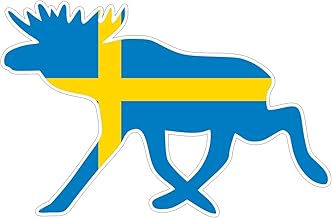 Samunshi® Elch Aufkleber Elchhirsche Schweden Flagge Nationalfarben - 10x6,5cm