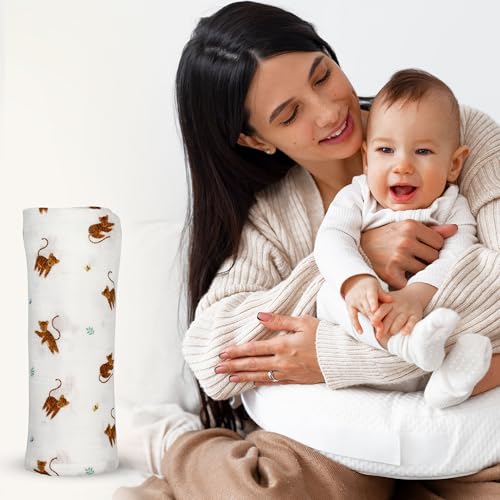 Image of Muslin Baby Swaddle - Breathable Receiving Blankets for Newborn Baby, 70% Viscose derived from Bamboo, 30% Spandex, Imported