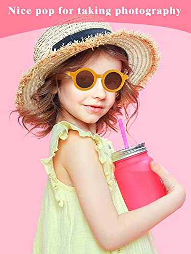 Weewooday 8 Pairs Kids Cute Round Polarized Sunglasses Retro Circle Glasses for Toddler Girls Boys Beach Sports, Age 3-104