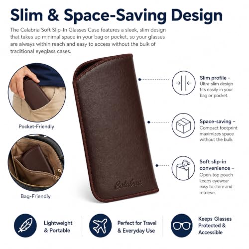 Image of Calabria Mens Slim Half-Clip Case in Black or Brown (Brown (No-Clip)) - 12PACK