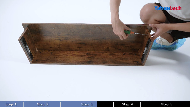 Yaheetech Console Table with Power Outlets and USB Ports, Wooden Entryway Table with Drawer and Open Shelves, Narrow Sofa Tables with Metal Frame for Living Room, Couch, Hallway, Grey - Image 6