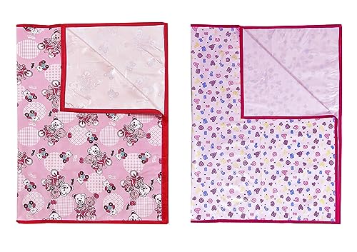 Image of EcoSoft Plastic Sheet,PVC Sheet for Kids,Rubber Sheet for Babies,Bed Wetting Protector(90 x 135 cm) (Pink Bear & Pink ABC123)