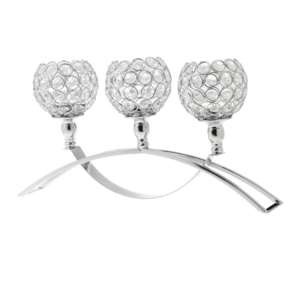 Elegante portacandele in cristallo a 3 bracci per centrotavola per feste di nozze, design unico con cristalli Romc, realizzato a mano da - argento