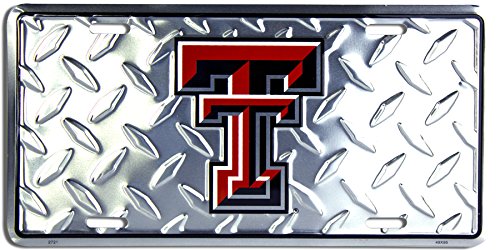 Hangtime Texas Tech University - Texas Tech Red Raiders - Diamond Emboss Metal License Plate 6 x 12