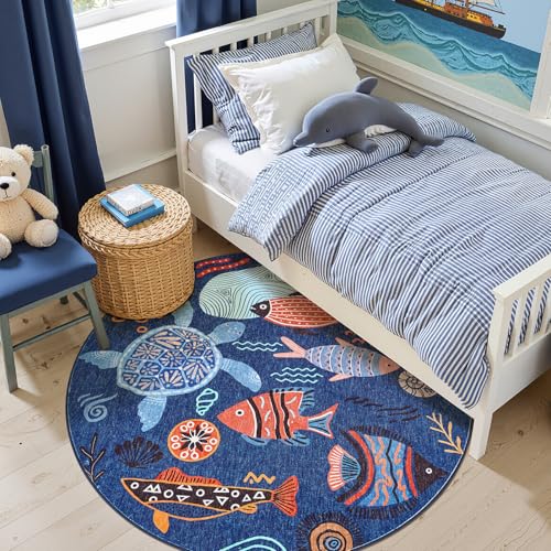 Jinchan Tapete Redondo Costero 4ft Lavable Antideslizante miniatura 2