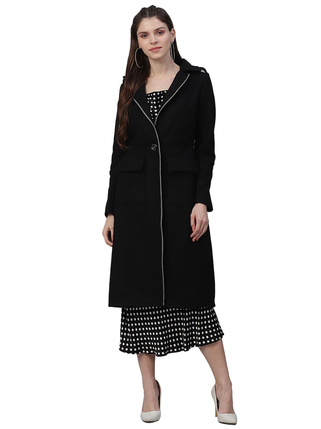 athena lifestyle Women and Girls Wool Regular Fit Black Casual Coat-picture-28