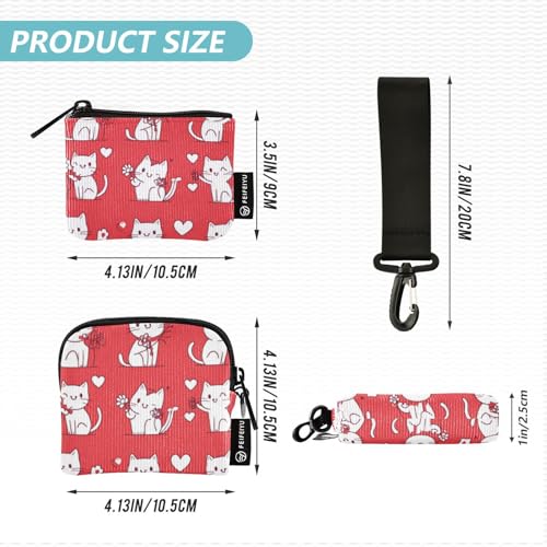 Vivacious Cats Red Women's Change Wallet Card Cases Compact Size Money Organizers with Zipper Pocket for Women Men 2 Pcs4