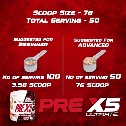Image of Doctor's Choice L-Citrulline, Creatine PRE-X5 Ultimate Professional Pre-Workout Formula 350gm [50 Servings - Tropical Orange]
