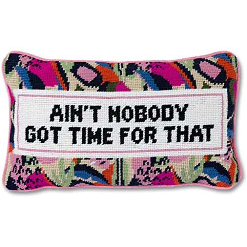 Furbish Handmade Needlepoint Decorative Throw Pillow - Ain't Nobody - 9" X 15" - Custom Embroidered Designer Small Pillow For Living Room Couch Sofa Chair And Bed - Aesthetic Home Decor #TOP9