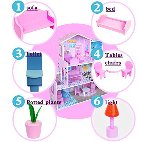 WanuigH Puppenhaus Spielzeug Spiel Haus Spielzeug Schloss Haus Modell DIY Puppen Haus Haus Holz Puppen Haus Modell 3D… – Bild 7