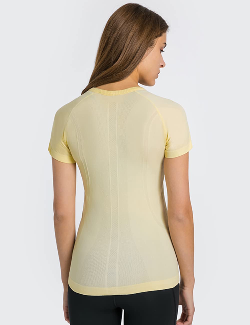 LUYAA Damskie topy treningowe z długim rękawem joga sport oddychająca siłownia sportowa top slim fit
