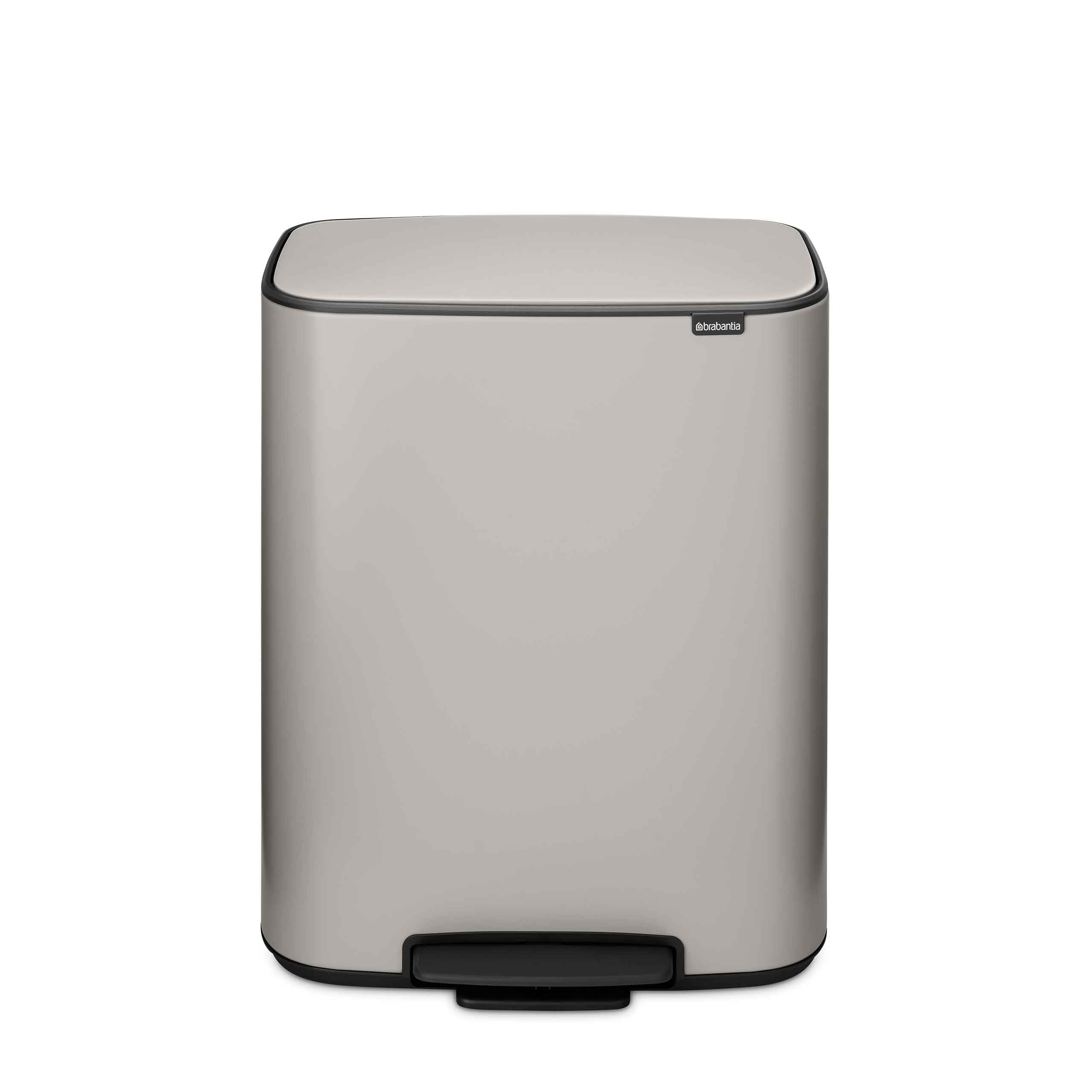Brabantia Pattumiera Bo a Pedale 2x30 L – Cestino con due secchi spazzatura interni da 30L (Soft Grey) Secchio spazzatura grande da cucina – Coperchio Soft Closing