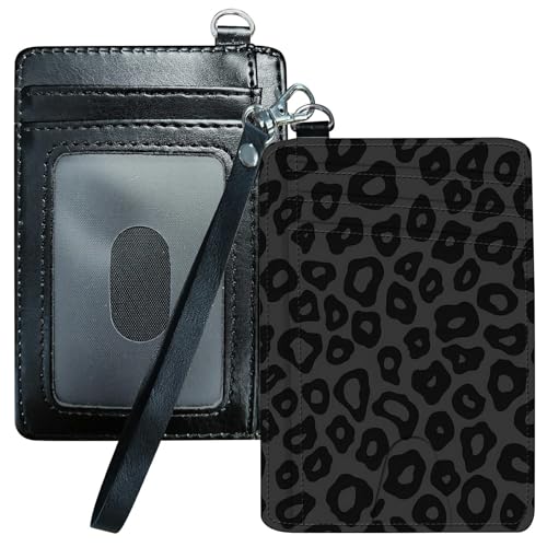 Credit Card Holder for Women, RFID Wallet Women with Wrist Rope Set, PU Leather Small Womens Wallet Slim Card Organizer Gifts Girls for Travel Home Shopping Business, Leopard Cow Print
