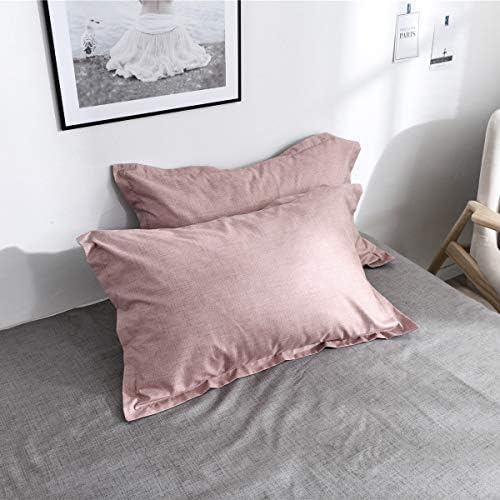 JQWUPUP Solid Color Duvet Cover Set Twin, 3 Pcs Microfiber Bedding Set for Toddler Teens Kids Adult Girls Women, Lightweight Durable Reversible (Twin, Pink & Grey) 5 51S7+dJEWiL. AC