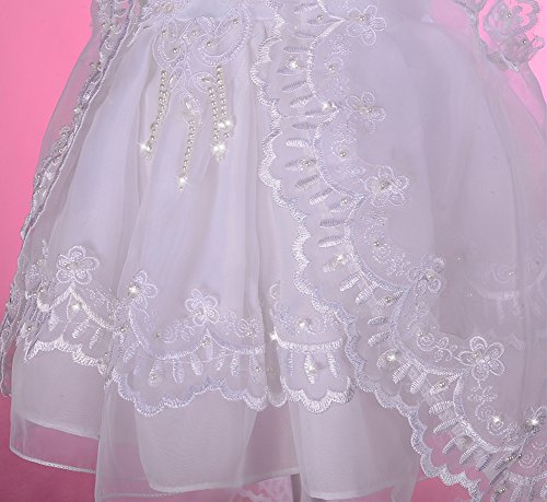 Dressy Daisy Baby Girls' Beaded Scalloped Embroideries Baptism Christening Gown Dress With Cape And Bonnet Infant Size 9-12 Months White #TOP5
