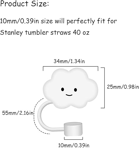 Miniatura 5 de Cubierta de popote de 0.394 pulgadas, 6 fundas de popote para taza Stanley de 40 onzas, 30 onzas, silicona de grado alimenticio, lindas puntas de