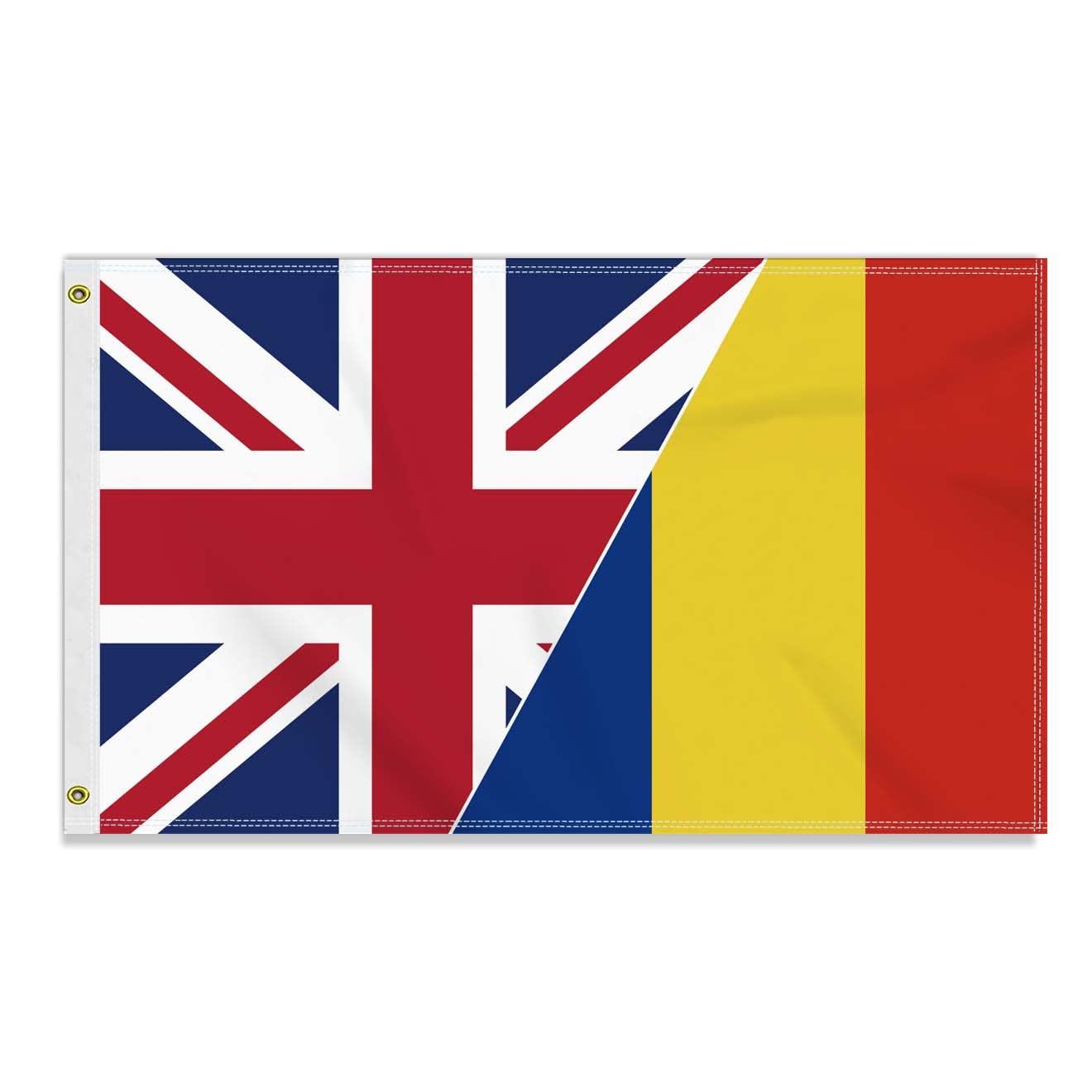 3×5 FT Romania British Friendship Flag, Large 90×150 CM 150D Romanian Outdoor Banner,Decor Garden With Brass Gromment