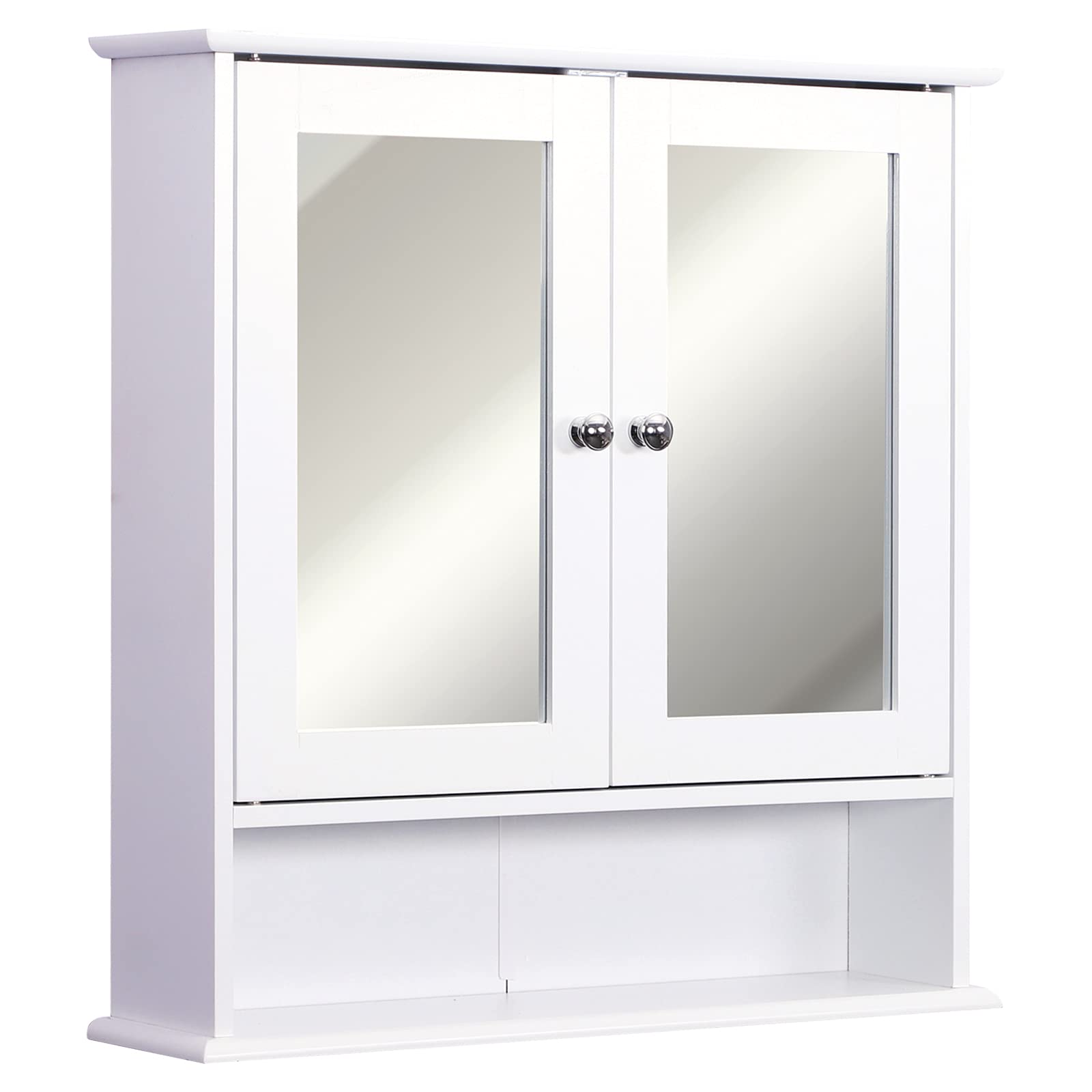 Kleankin Wall-mounted Bathroom Cabinet Mirror Door - 56L x 13W x 58Hcm-White - Home Living  | TJ Hughes White