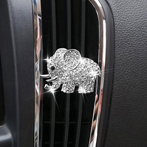 Image of ZOSTLAND Rhinestone Car Decorative Clip,Car Air Fresheners,Metal Vent Clip,Bling Auto Air Vent,Personalized Automotive Interior Decoration Accessories,Auto Decor Gift for Women,Men(2pcs Elephant)