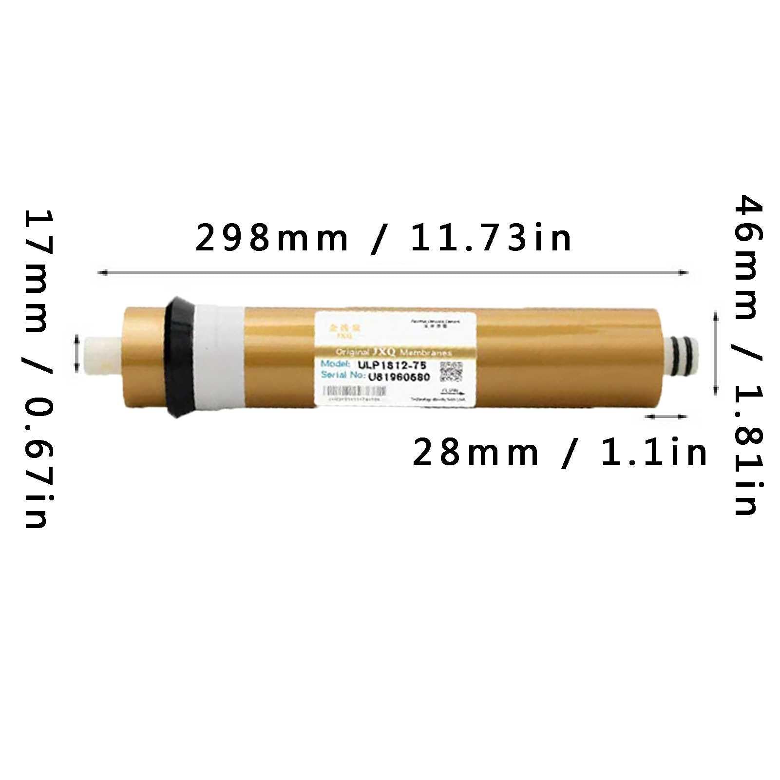 1 filtro a membrana RO di ricambio, filtro a membrana per osmosi inversa da 11,75"x1,75", per sistema di filtrazione dell'acqua potabile RO sottolavello, oro(3213-800G)