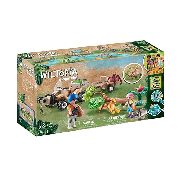 PLAYMOBIL Wiltopia 71011 Tierrettungs-Quad mit Spielzeugtier, Nachhaltiges Spielzeug für Kinder ab 4 Jahren
