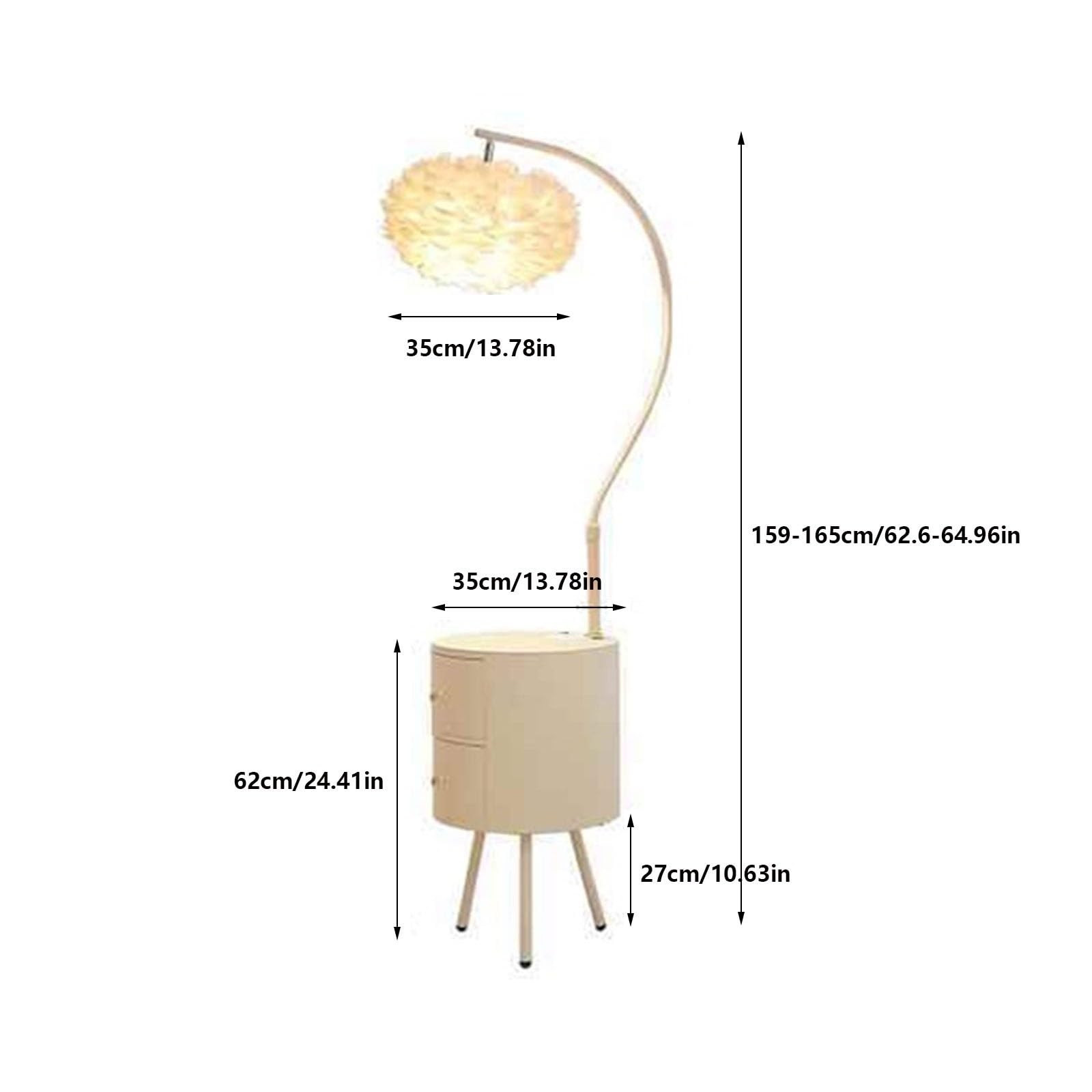 Luce da terra Lampada da terra con tavolo e cassetti, lampada scrivania porta USB LED a 3 temperature di colore Lampada d'angolo