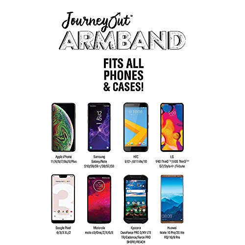 Journeyout Cell Phone Armband For Runners. Phone Holder Arm Sleeve For Working Out & Exercise. Fits Iphone X Xs Max Xr 8 7 6, Pixel 1 2 2Xl 3 3Xl, Samsung Galaxy S8 S9 S10 - Gray Brush/Black, Sm #TOP6