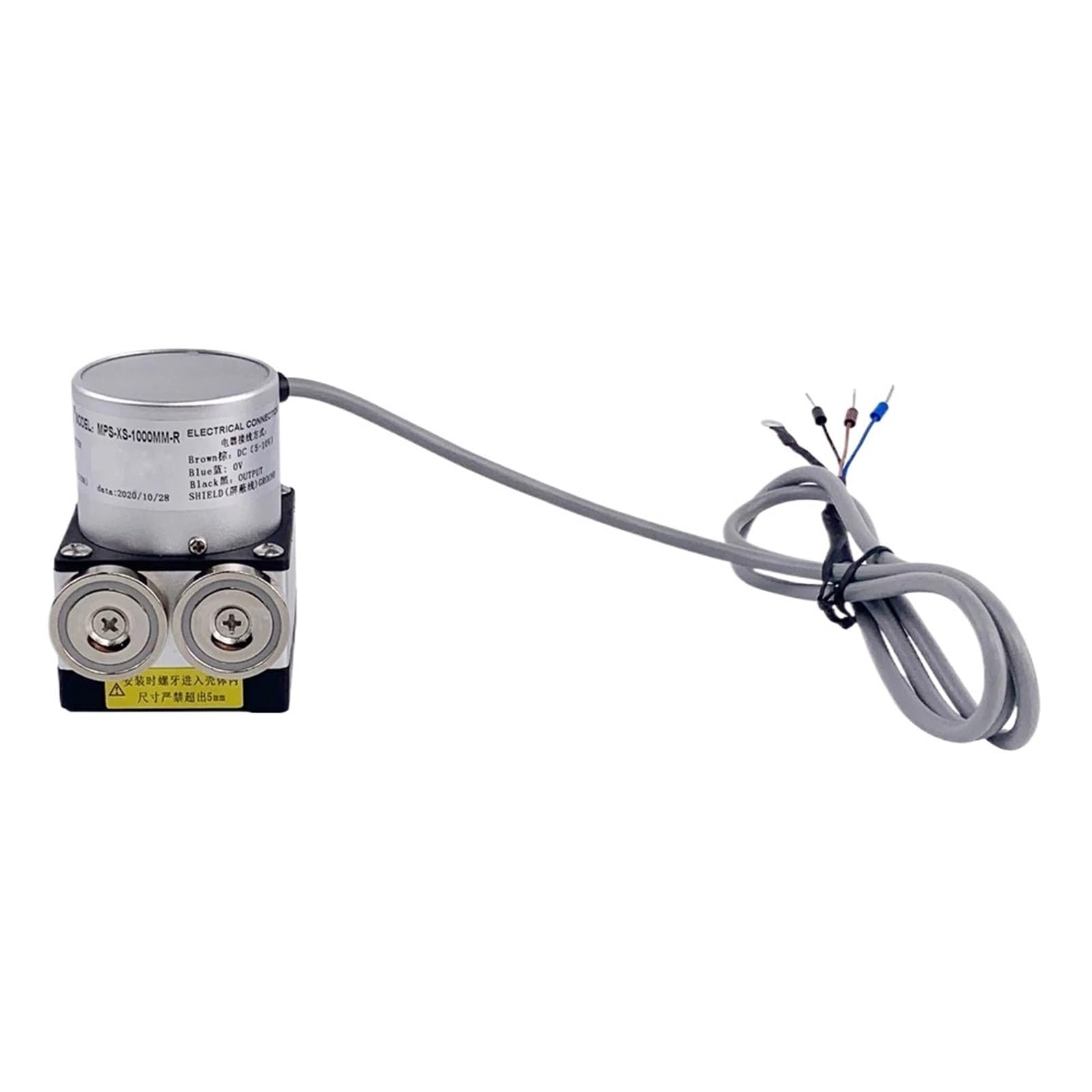 Transducteur de potentiomètre à câble métallique linéaire MPS-XS, Installation d'aspiration magnétique sans perçage for Une Installation sûre et Facile(100mm,4-20mA)