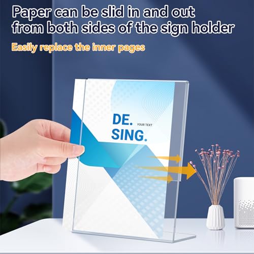Fhintory Tischaufsteller A5, 4 Stück Acryl Aufsteller Din A5 Transparent, Werbeaufsteller Schräg L Ständer, Tisch Aufsteller für Büro, Geschäft, Restaurant, Hotel