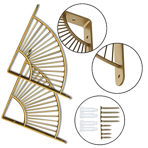 Support triangulaire flottant en fer doré pour étagère élégante