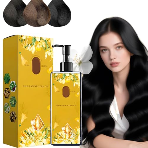 Tinte Capilar Nutritivo A Base De Plantas, Champú De Color Natural Y Duradero, Cobertura Uniforme Y Natural De Las Canas Para Hombres Y Mujeres - 300 Ml (Marrón)