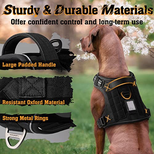 Rabbitgoo Tactical Dog Harness For Large Dogs, No-Pull Military Service Vest With Reflective Strips And Easy Control Handle For Running, Training, And Walking - Adjustable And Comfortable (Black L) #TOP3