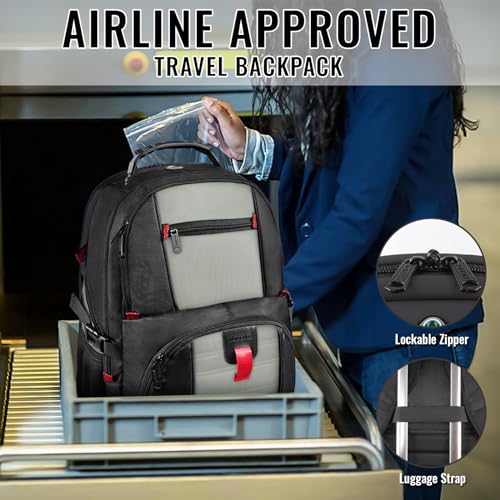 Image of 17inch Laptop Backpack,Large Luggage Backpack with USB Charging Port for Women Men,TSA Friendly Business Travel Laptop Backpack,Anti-Theft Computer Backpacks Big College School Bookbag, Grey
