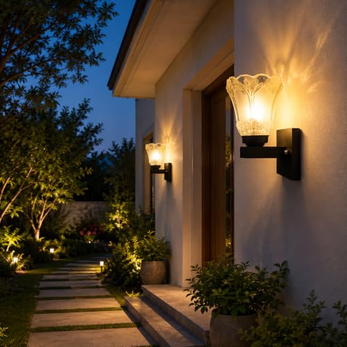 Image of Home Decor Wall Lights Glass Lamp Shade with Premium Finish & E27 Bulb Holder for Living Room, Bedroom, Balcony, Kitchen, Cafes | Decorative Night Lamps Fixtures | Elegant Wall Hanging Lights