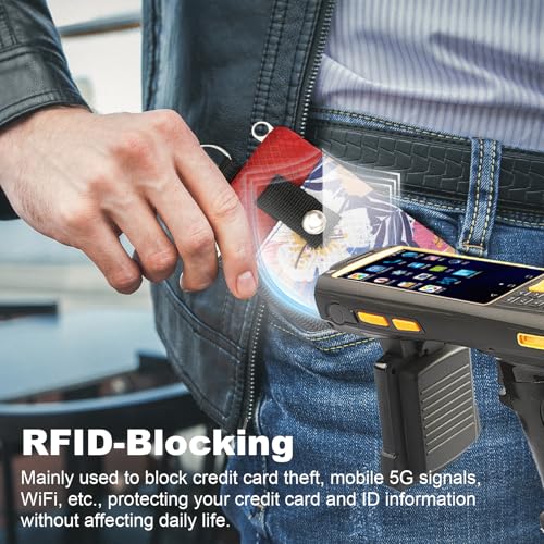 Image of Minimalist RFID Wallet with Lanyard, Multi-functional ID Case with 2 Zipper Pockets and Key Chain for Men and Women, Tactical Badge Pouch Cards Holder, Coin Purse for Travel Sports - Two-Tone