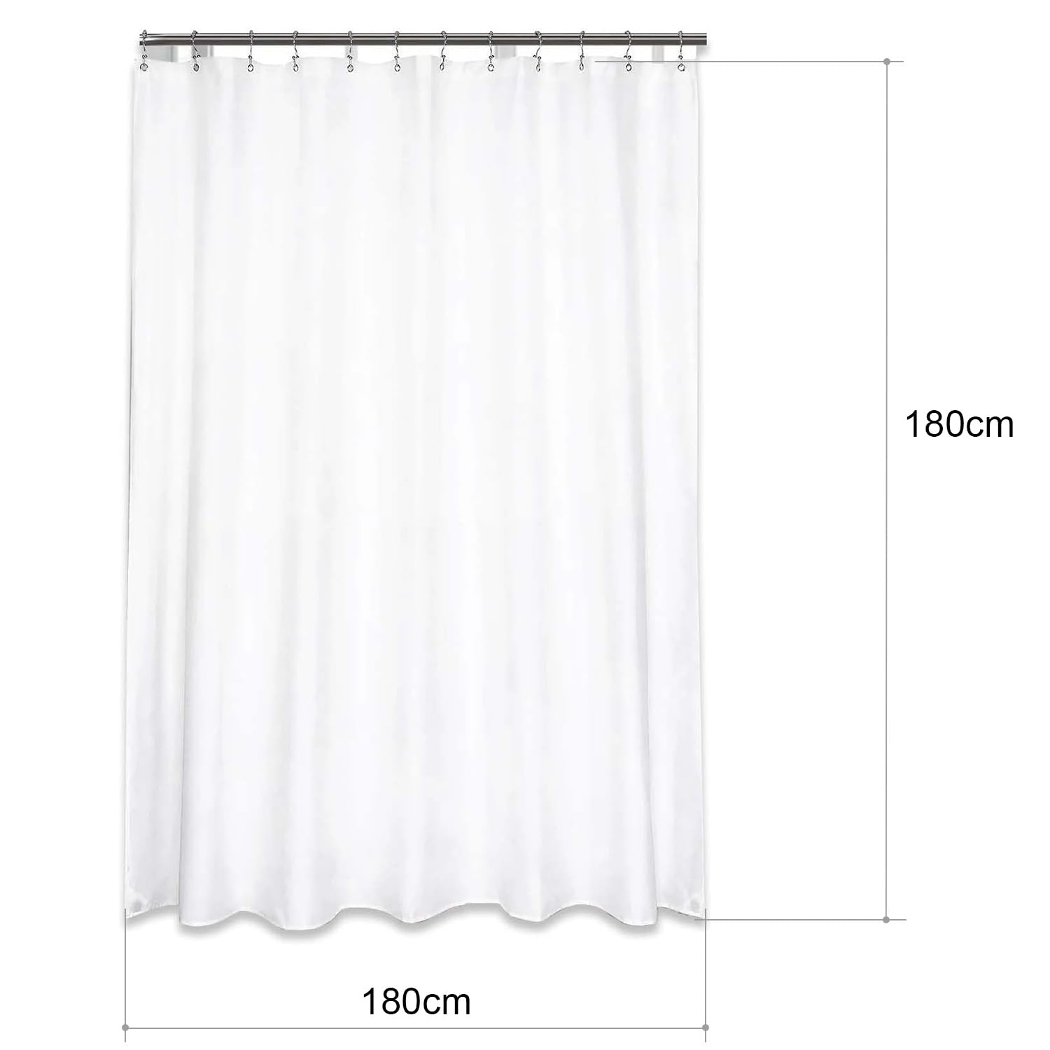 Arctic Hayes Fabric Shower Curtain, W180xH180cm, 71x71 inches, Machine Washable, White, W 70.9" x L 70.9" (1 Panels) - Image 2