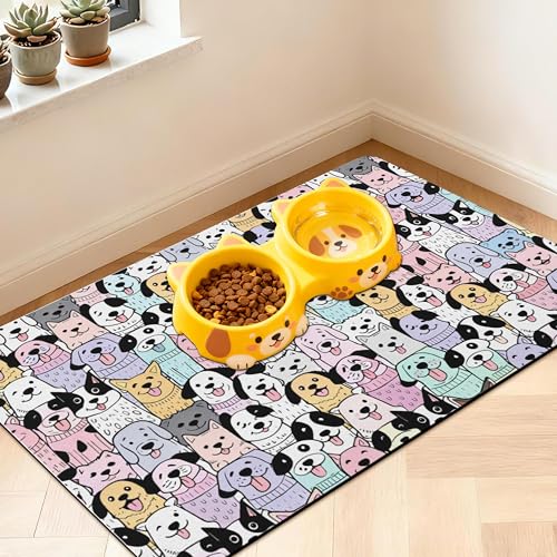 Pet Feeding Mat for Floors Waterproof Dog Mat for Food and Water Absorbent Quick Dry Non Slip mat for Cat Bowls