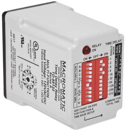 Macromatic TD-88168 Time Delay Relay, 24Vac/Dc, 10A, Spdt