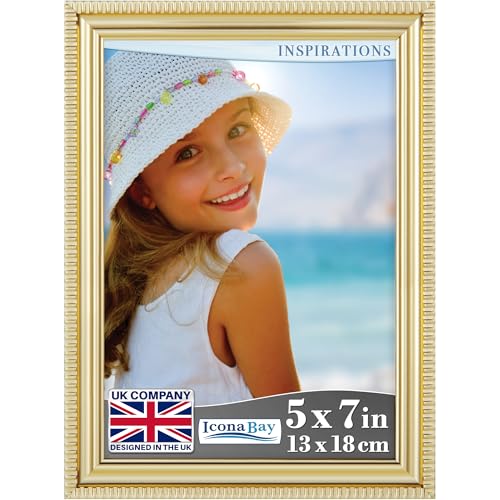 5x7 Gold Picture Frame Contemporary Inspirations Wall or Table Top