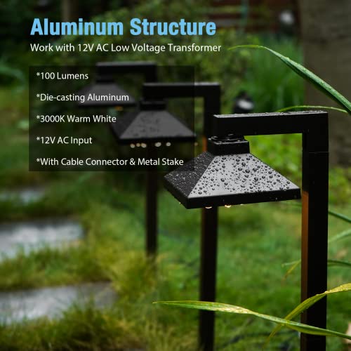 Goodsmann Low Voltage Transformers 600 Watt Landscape Transformers With 4Pk Pathway Lights Low Voltage 1.5W 100 Lumen With Cable Connectors Metal Stakes #TOP2