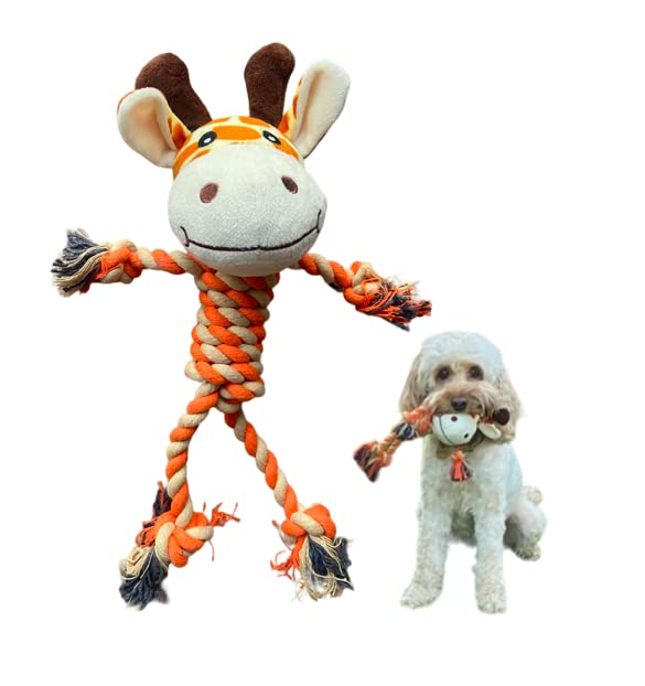 Juguete de animal para perro, juguete de cuerda, de felpa, fuerte, resistente, divertido juguete masticable para perros, 30 cm, juguete para perros pequeños y medianos. (jirafa)