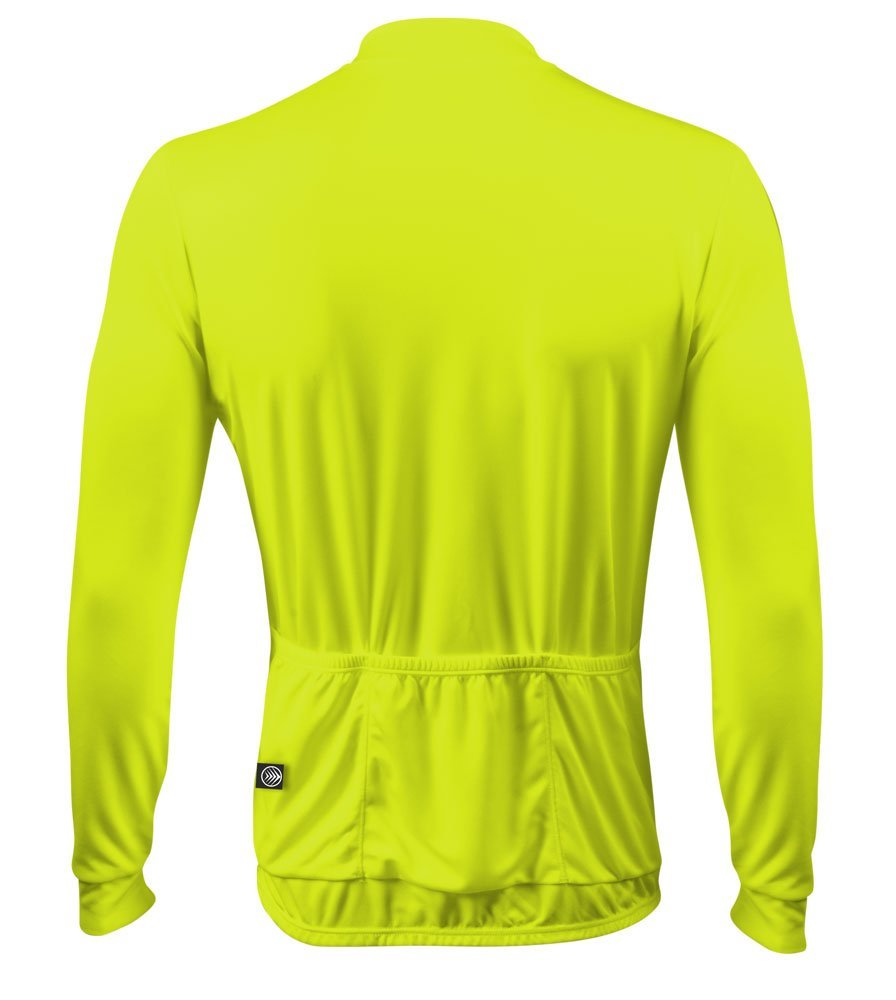 AERO|TECH|DESIGNS | Solid Color Cycling Jersey | Lightweight Long Sleeve | Safety Yellow | Tall Fit | Large