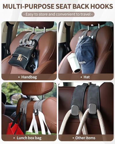 Image of 4 Pack Car Seat Back Storage Hook for Headrest, Black