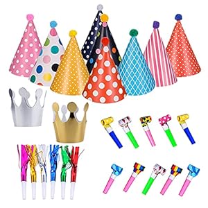 41 stuks partyhoeden verjaardagsset, feesthoeden, kinderverjaardagsset, verjaardagsfeestdecoraties, 8 hoeden met pompons…